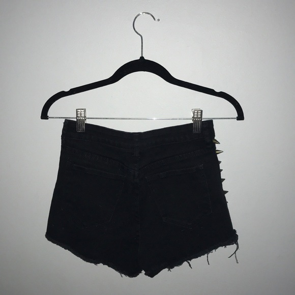 F21 Black with Gold Spikes High Waisted Jean Short - Picture 3 of 3